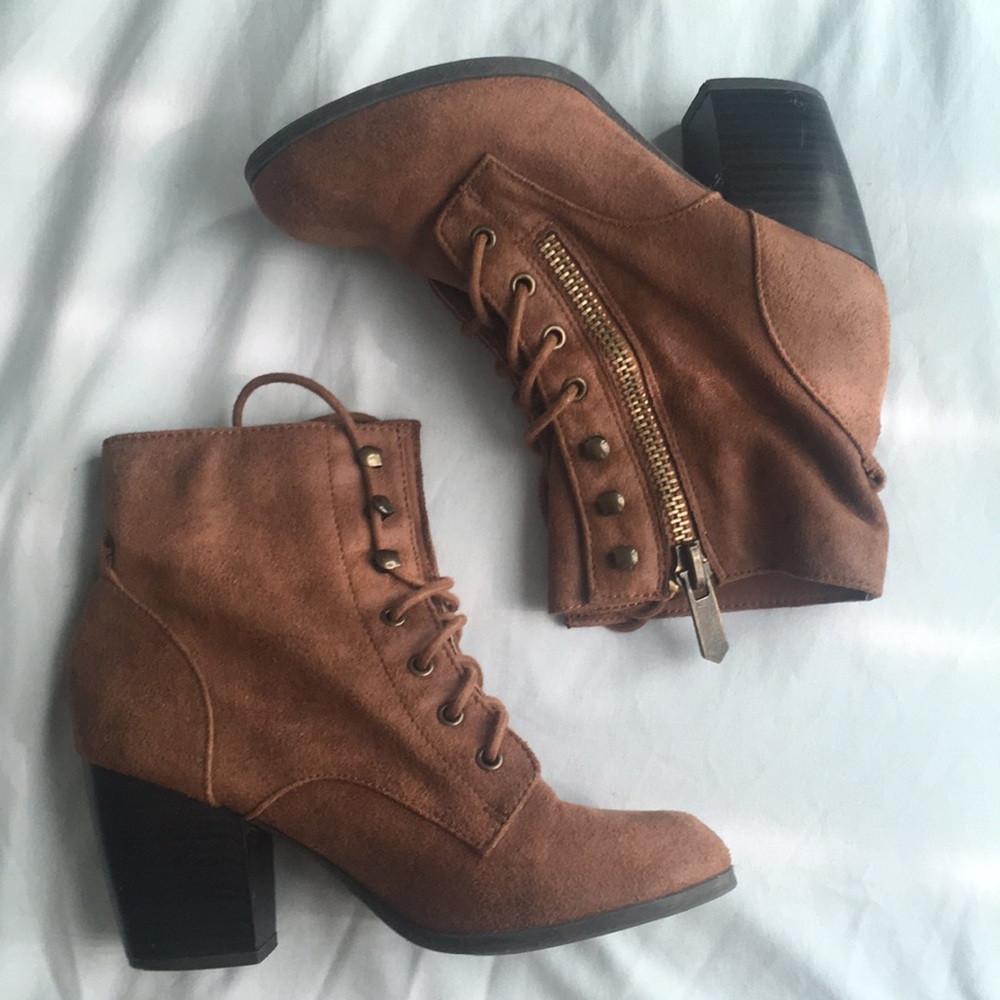 Brown suede heels